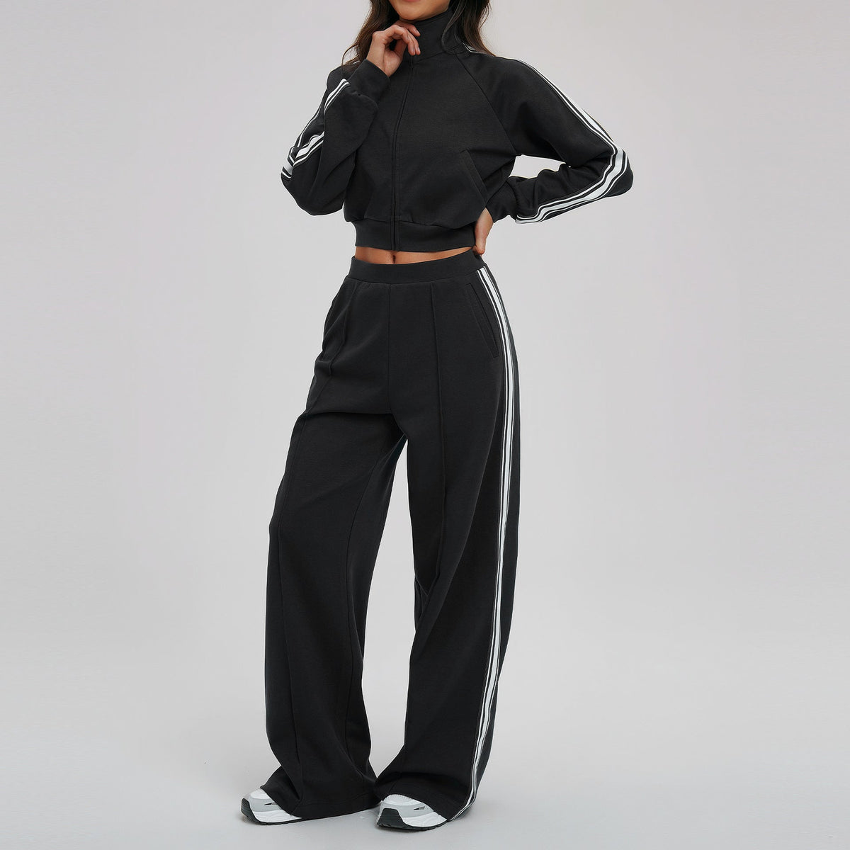 Contrast Color Sweatshirt Suit Loose Casual Comfortable All Match Outdoor Biking Mountain Climbing Sports Two Piece Sets