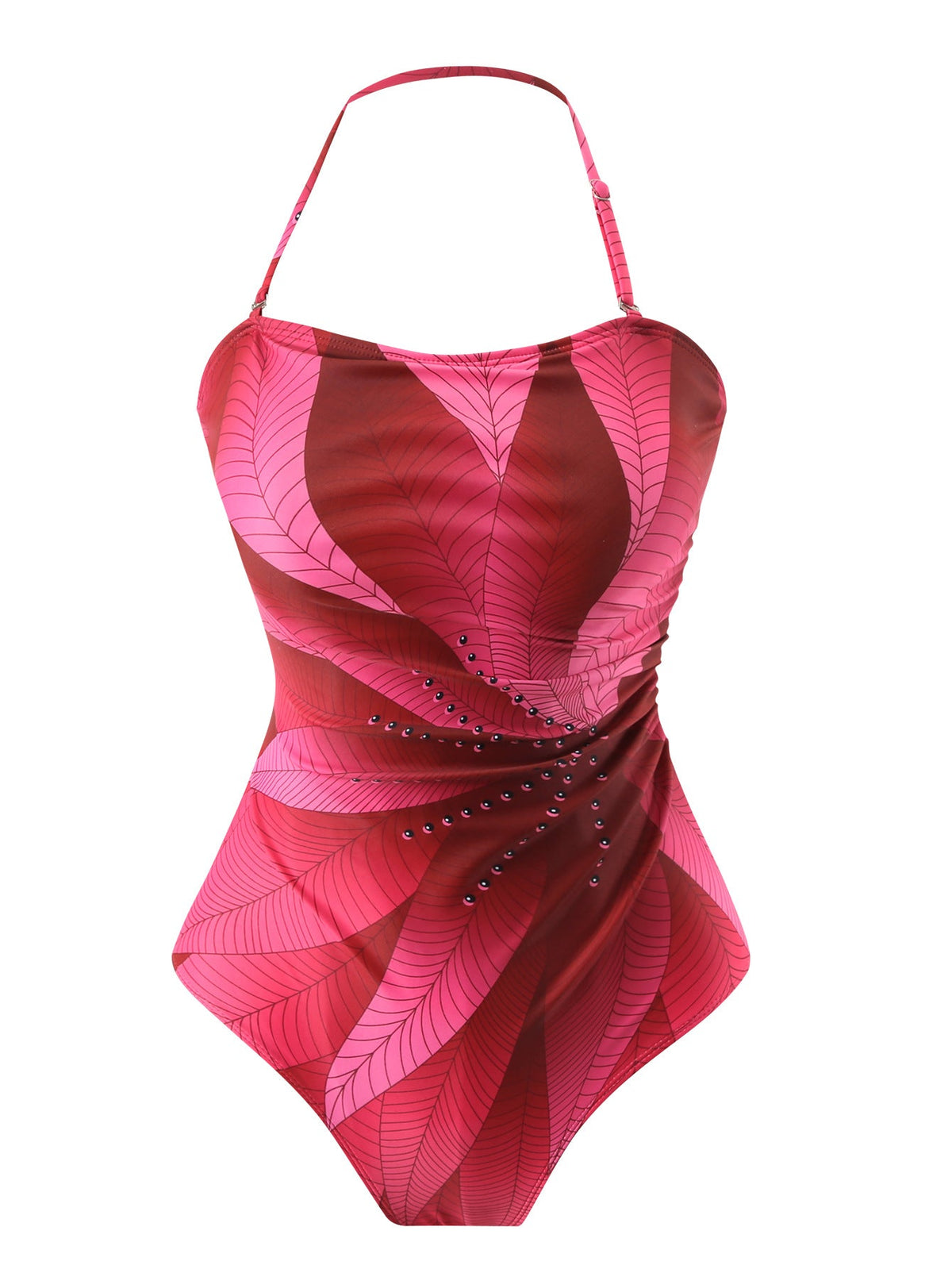 Conservative Swimsuit Digital Printed Belly Covered Halter Gauze Swimsuit for Women