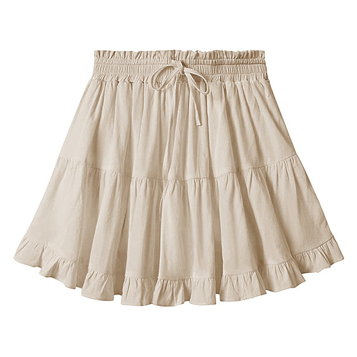 Women Clothing Drawstring Lace Skirt High Waist Elastic Pantskirt Beach All Matching Skirt Women
