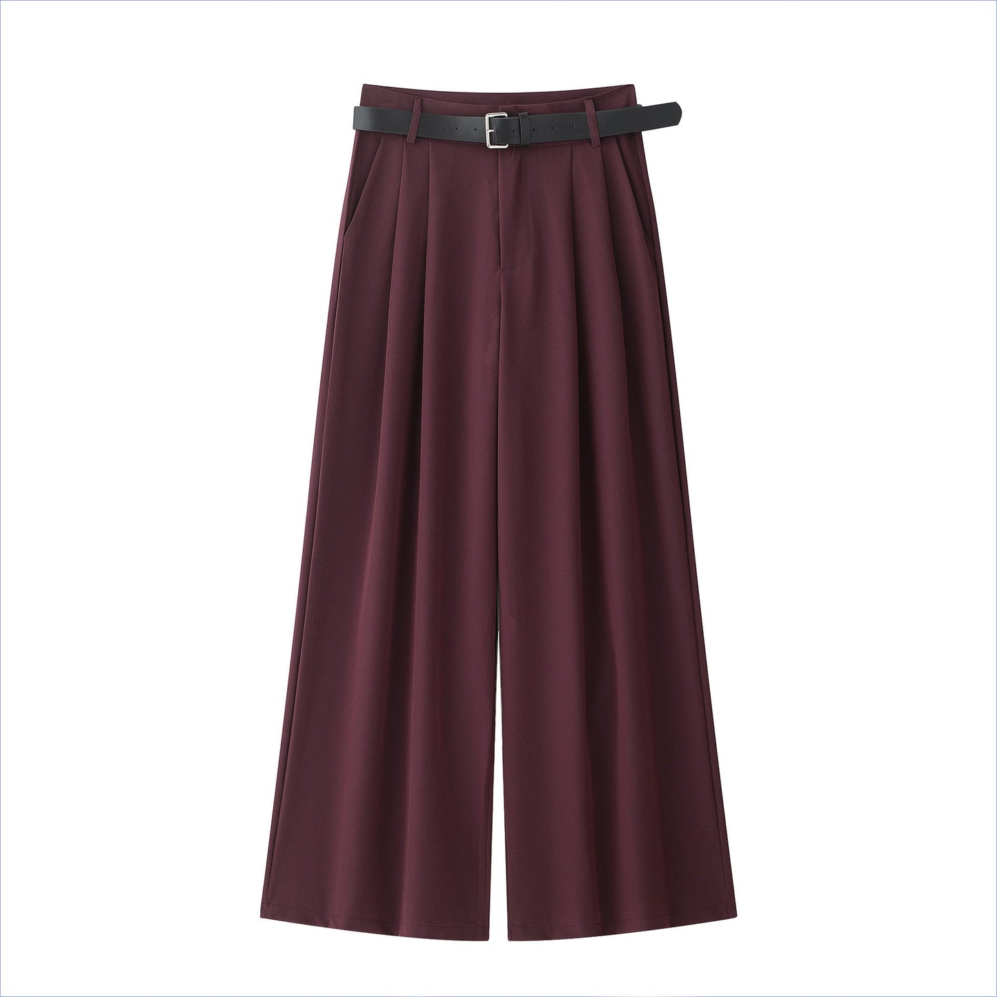 With Belt Pairs Pleated Work Pant Spring Summer High Waist Trousers Women Casual Wide Leg Pants