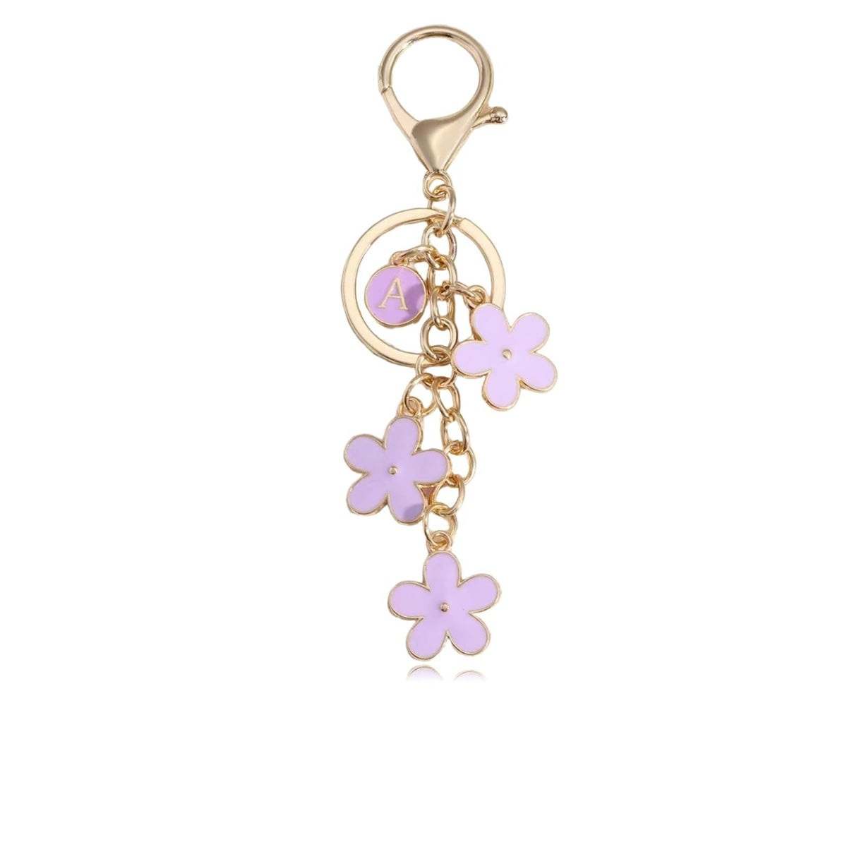 Initial Keychain White/Pink Flower Charms for Key Cute Letter Keyring Bag Charm 26 Letter Cherry Blossom Daisy Keychain