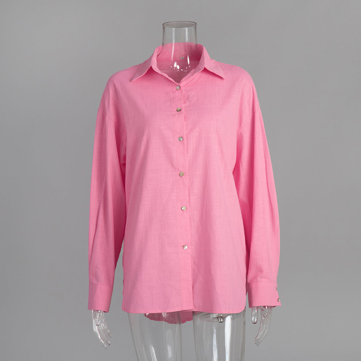 Casual Shirt Spring Summer All Matching Lazy Casual Solid Color Simple Loose Shirt