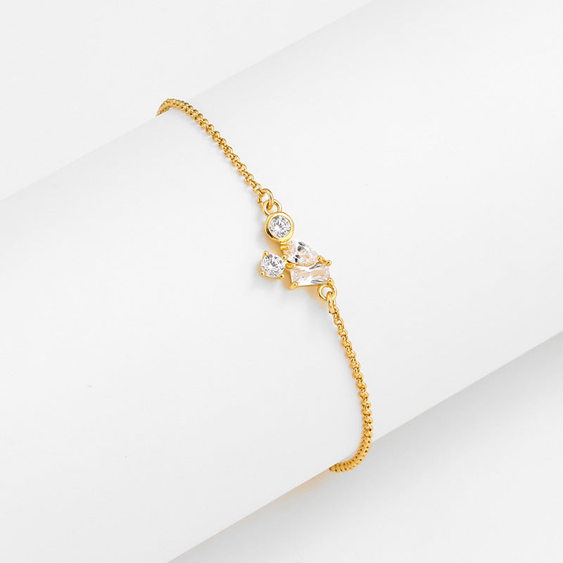 Natural Pearl Double Row Stacked Bracelet Simple Diamond Lock Set Bracelet