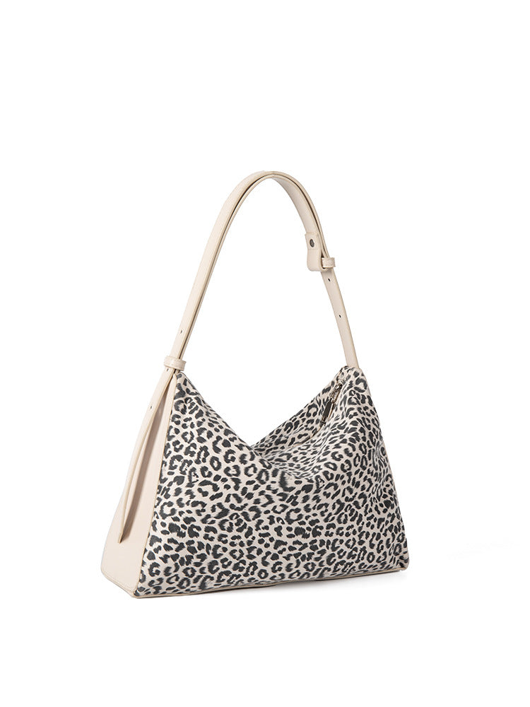 Leopard print autumn and winter small hobo bag, fashionable large capacity shoulder bag women, retro design commuter underarm handbag