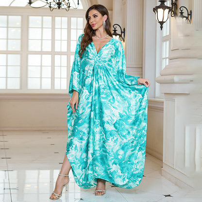 Silk Satin Holiday Beach Dress Loose Dress Women Sunscreen Robe Beach Cover Up