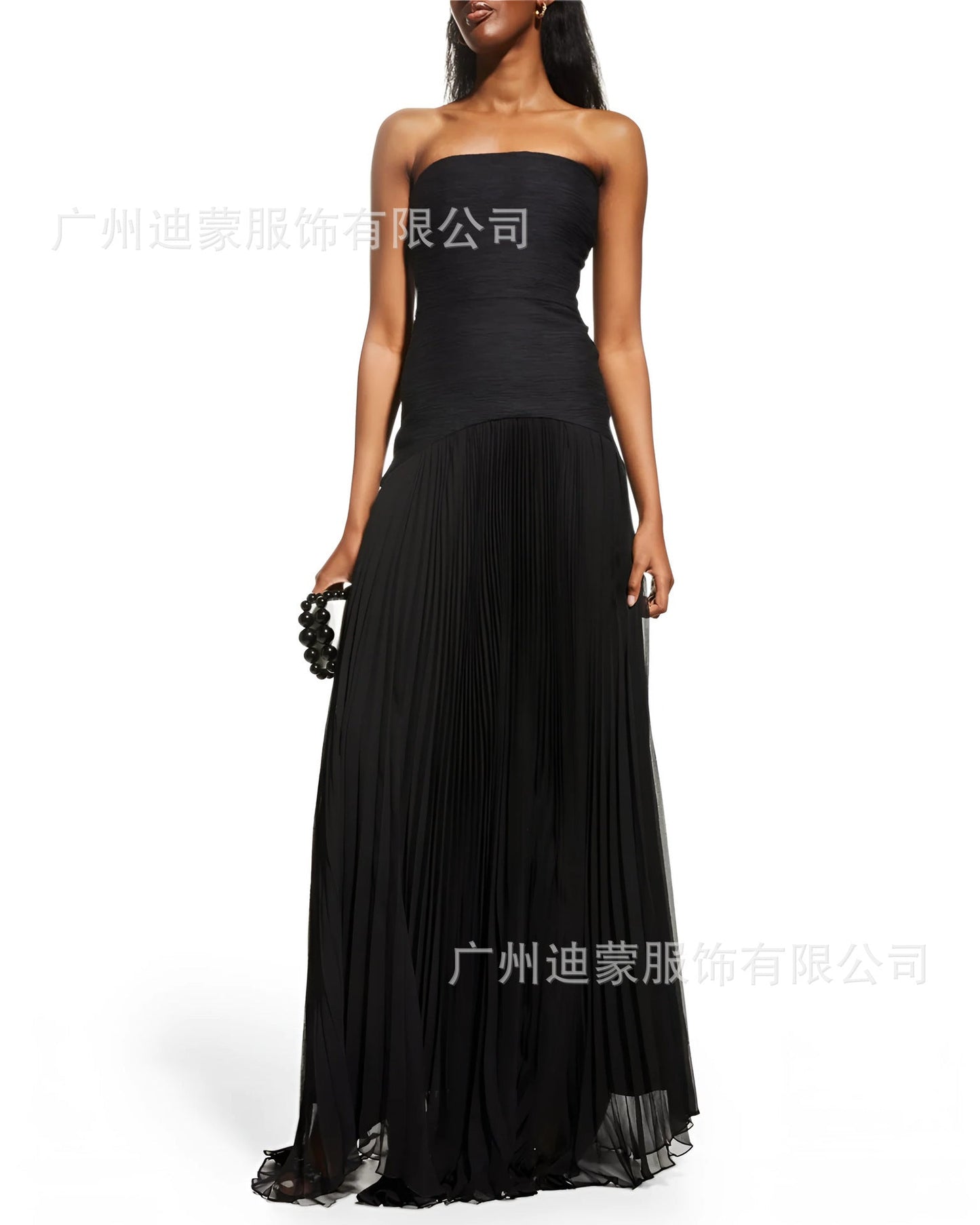Ribbed Pleated Tube Dress