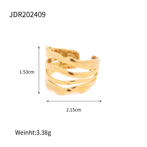 Sold Jewelry Stainless Steel Eye Catching Ring High Grade Ring Irregular Asymmetric Bracelet Rings Women