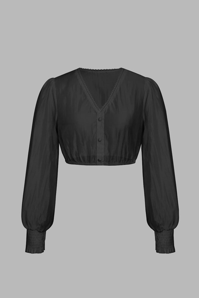 Women Long Sleeve V neck Button Cardigan Clothing Top