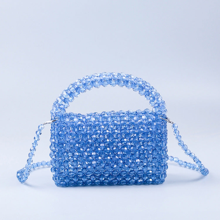 Summer Handmade Acrylic Beaded Weave Multi Color Trendy Casual All Matching Portable Crossbody Small Square Bag