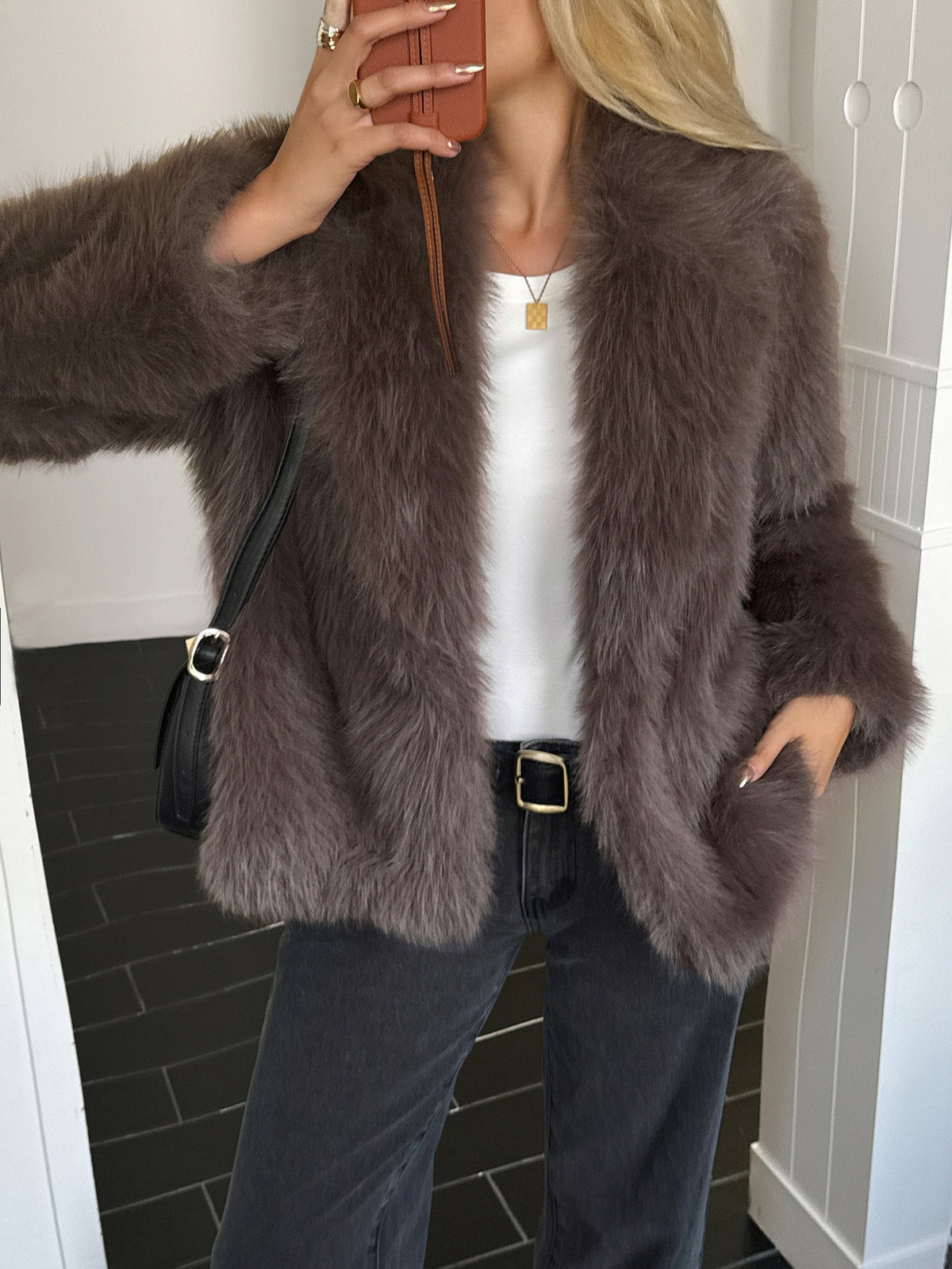 Casual Fluff Long Sleeved Coat Women Clothing Autumn Winter
