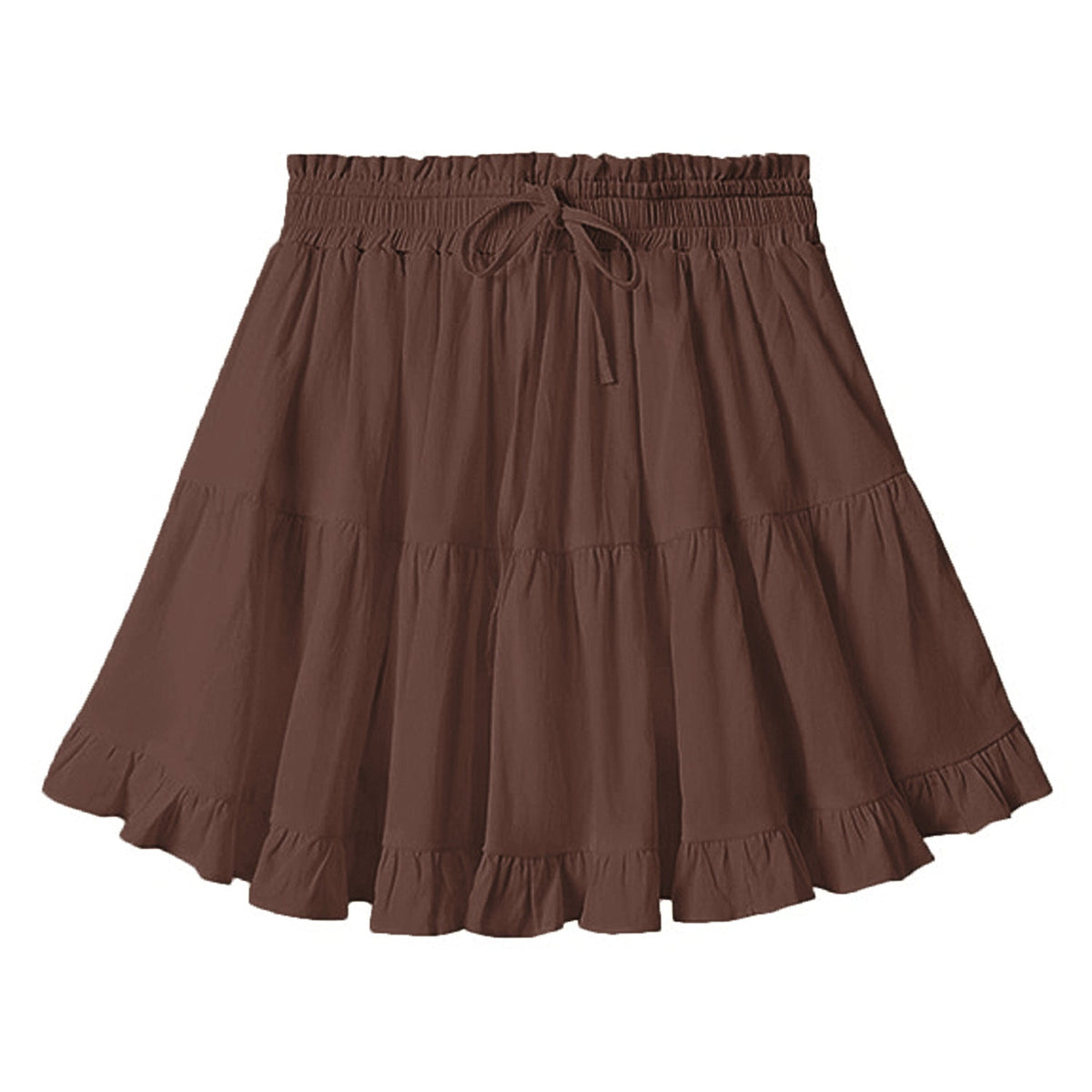 Women Clothing Drawstring Lace Skirt High Waist Elastic Pantskirt Beach All Matching Skirt Women