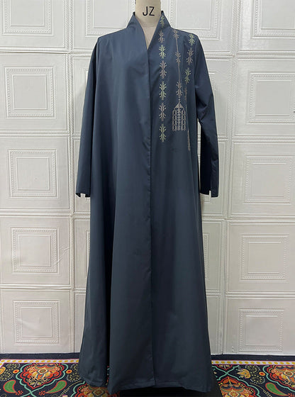 British Retro Motorcycle Embroidered Coat Mid Length Robe Trench Coat