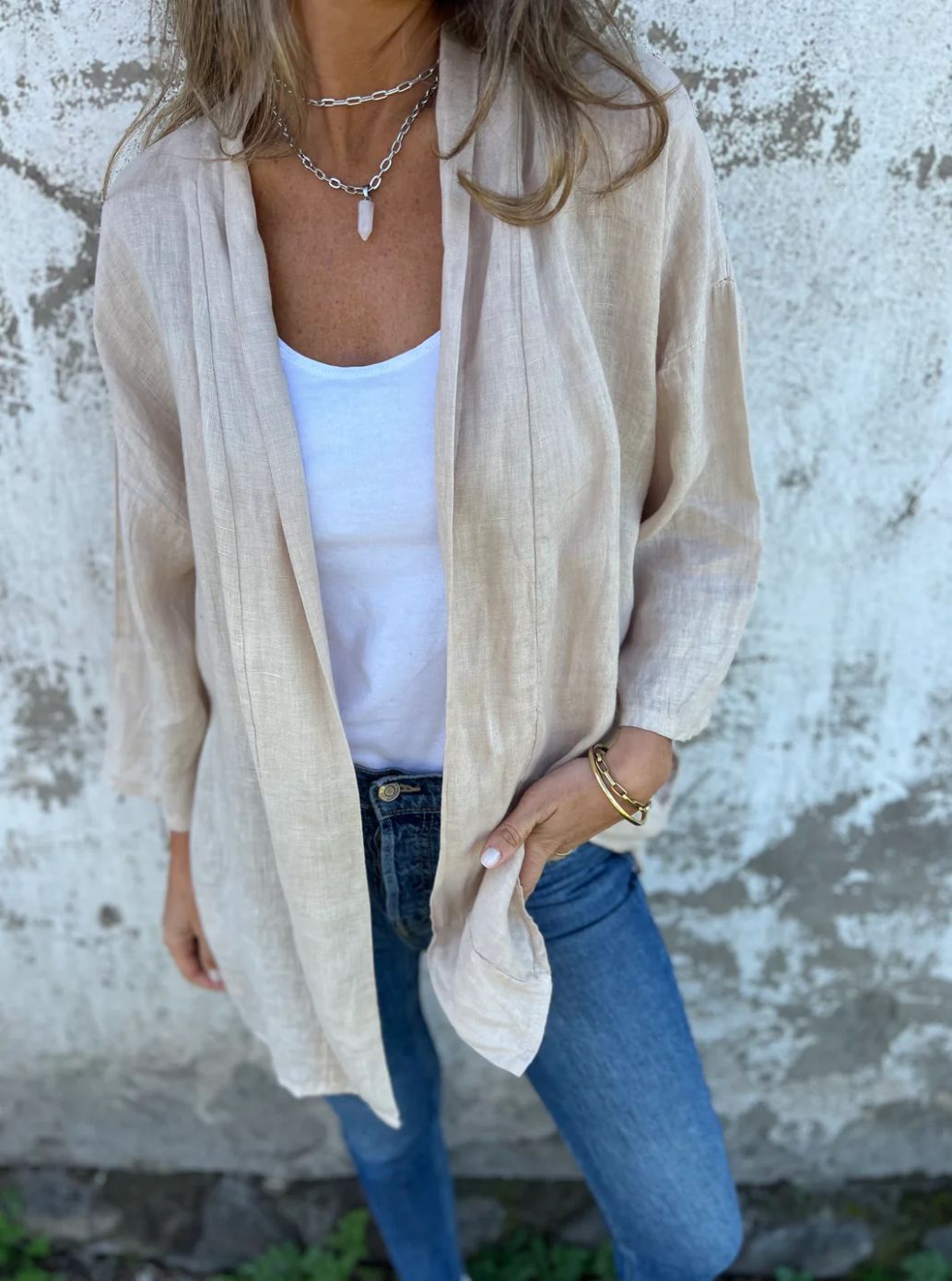 Autumn Winter Cardigan Solid Color Casual Loose Pockets Top Women
