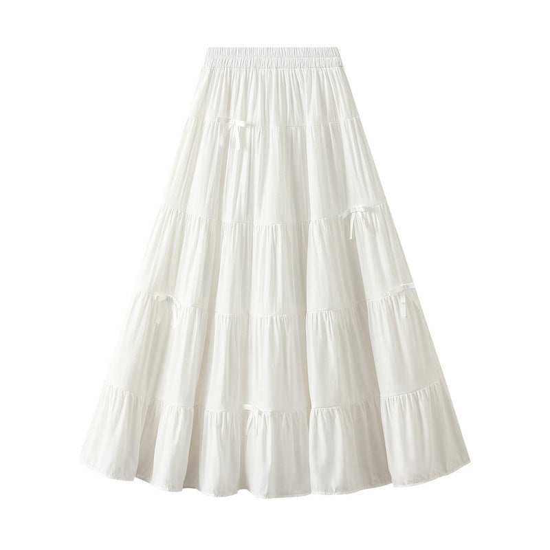 Tiered Dress Skirt Women Spring Bow High Waist A line Large Hem Umbrella Skirt Maxi Dress