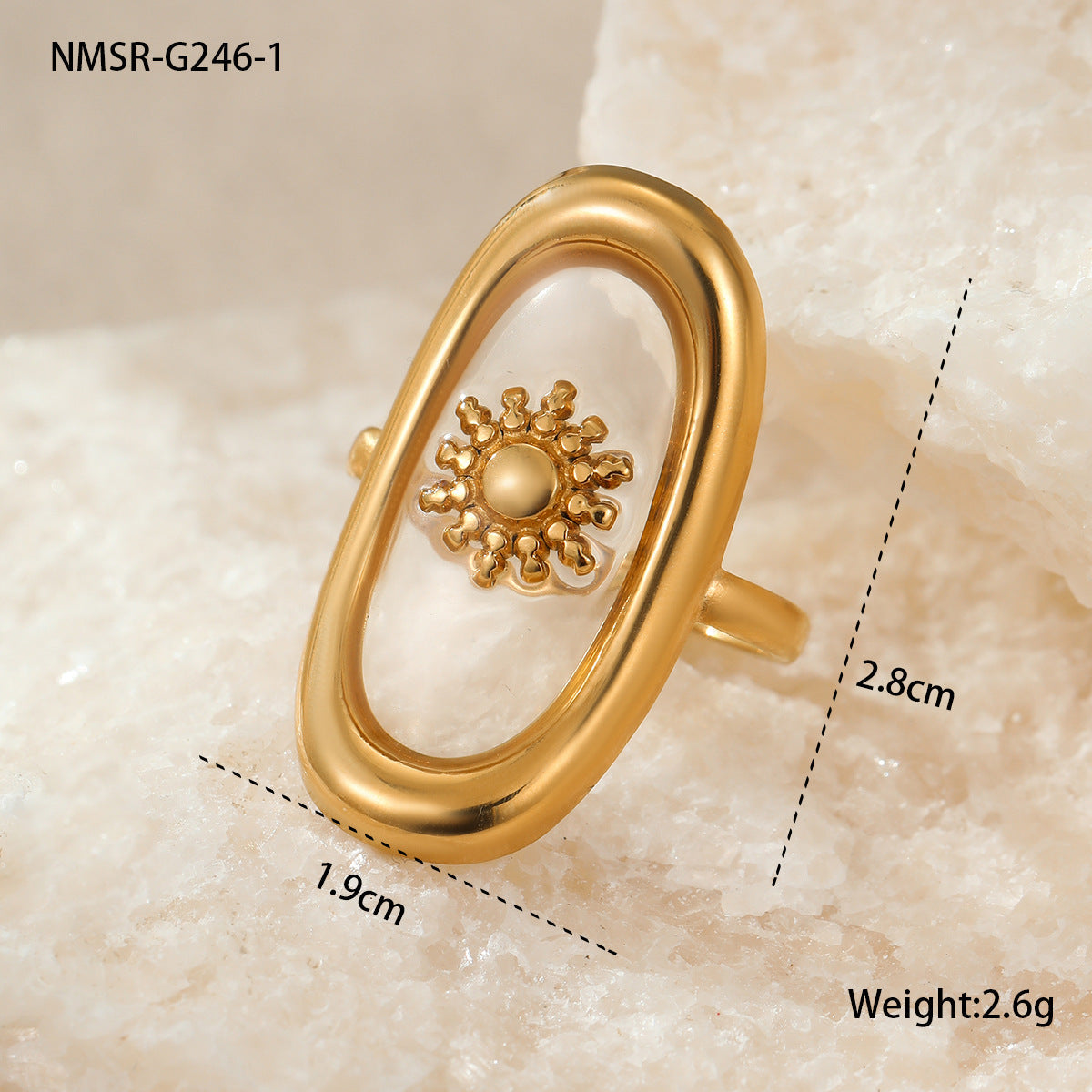 Fashionable Trendy Cool Design Stainless Steel Ring 18K Gold Simple Advanced French Finger Ring Jewelry