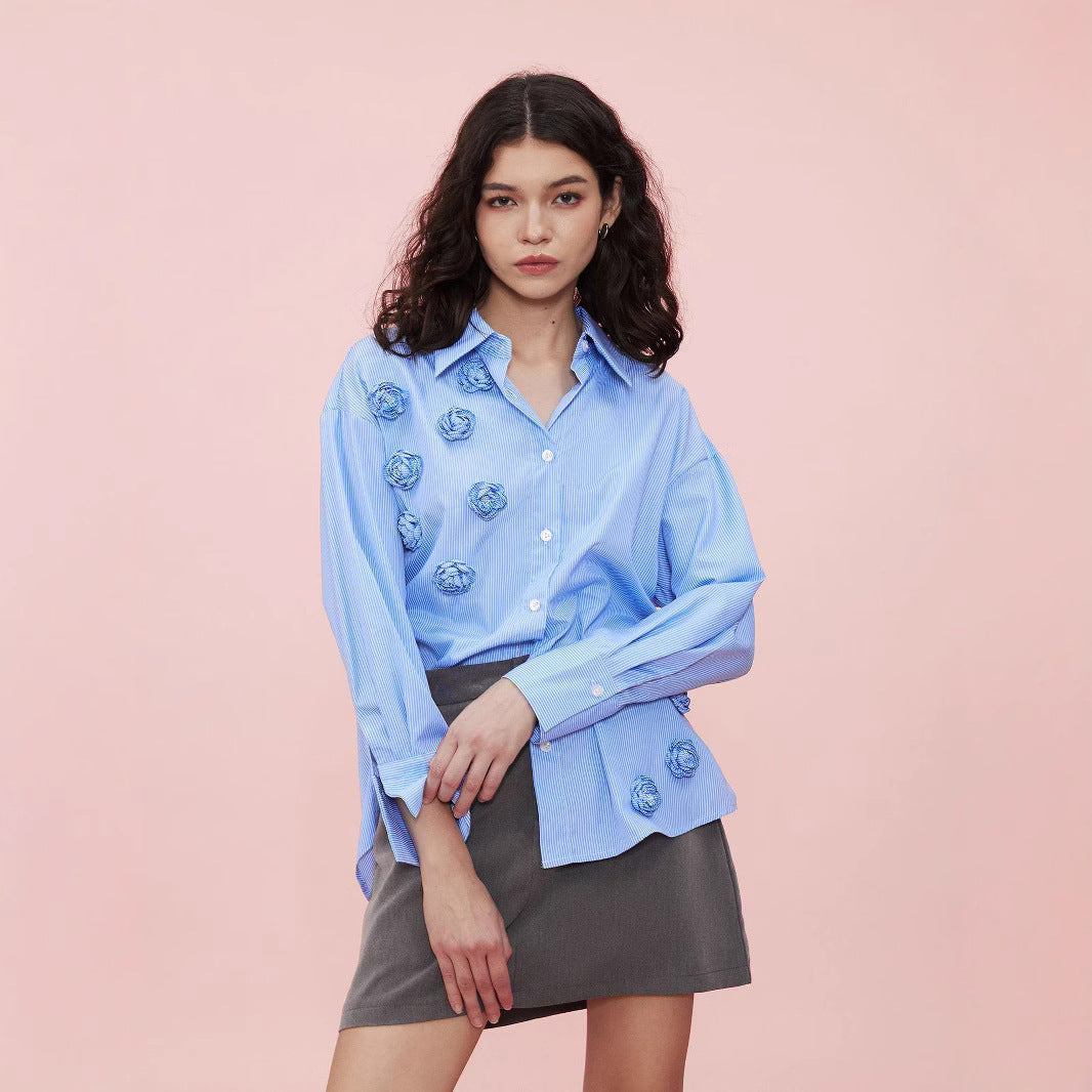 Spring Summer Women Striped Shirt