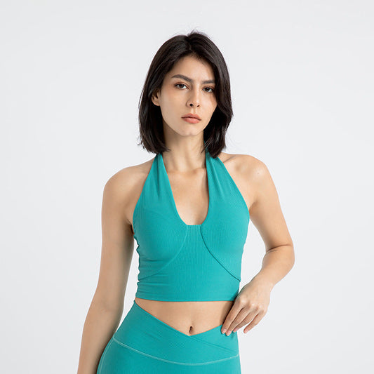 Sports Underwear Women Shockproof Running Sports Fitness Halter Backless Bra Skinny Yoga Clothes Vest Top