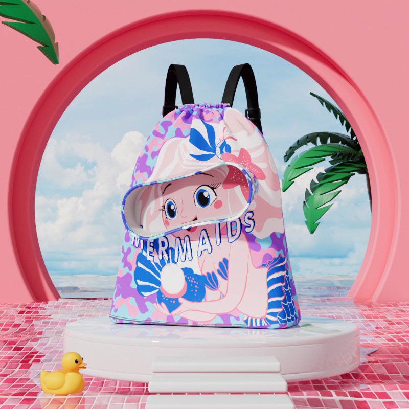 Children's swimming bag, wet and dry separation toilet bag, large-capacity swimming storage bag, beach storage bundle backpack.