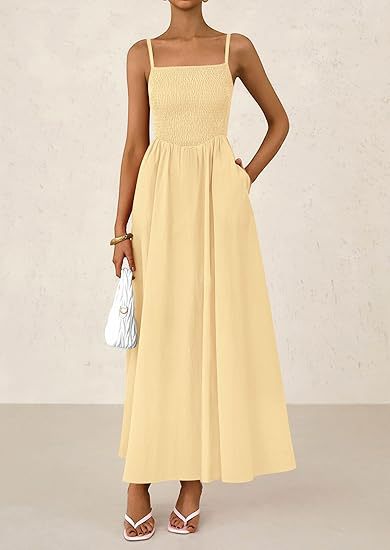 Women's Wear, Thin Shoulder Strap Pleated Vest, Suspender Pocket Dress