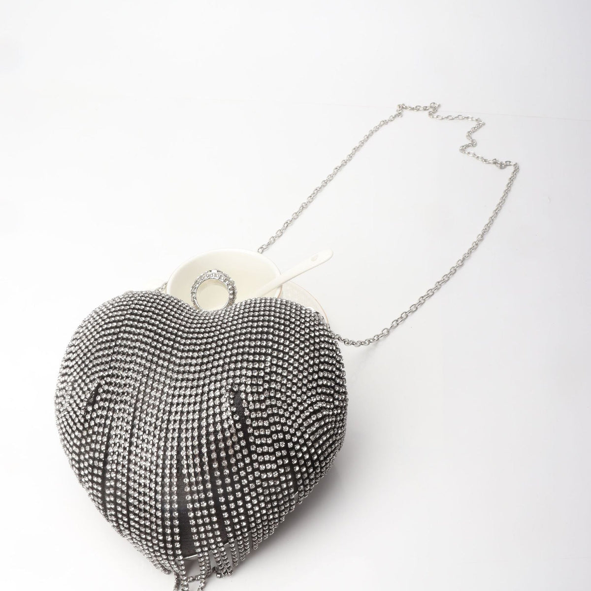 Fringed Rhinestone Bag, Birthday Party purse, Heart Shape Dinner Bag evening Clutch Purse Party, Prom Bag, Party Purse, Prom Bags Clutch, Wedding Purse Crossbody Chain