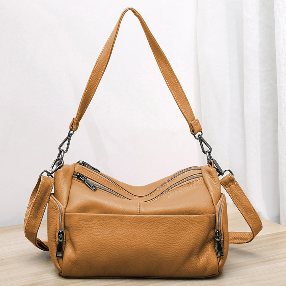 Elegant Genuine Leather Shoulder Bag – Stylish Crossbody & Underarm Mommy Bag hobo