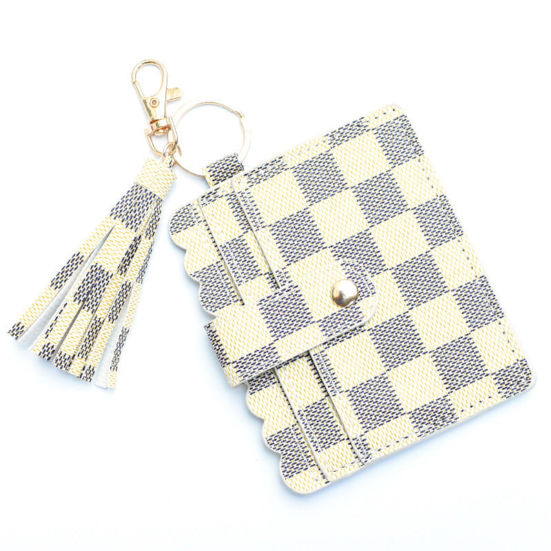Personalized PU leather printed leopard print women's change bag multi-card ID bag fringed pendant