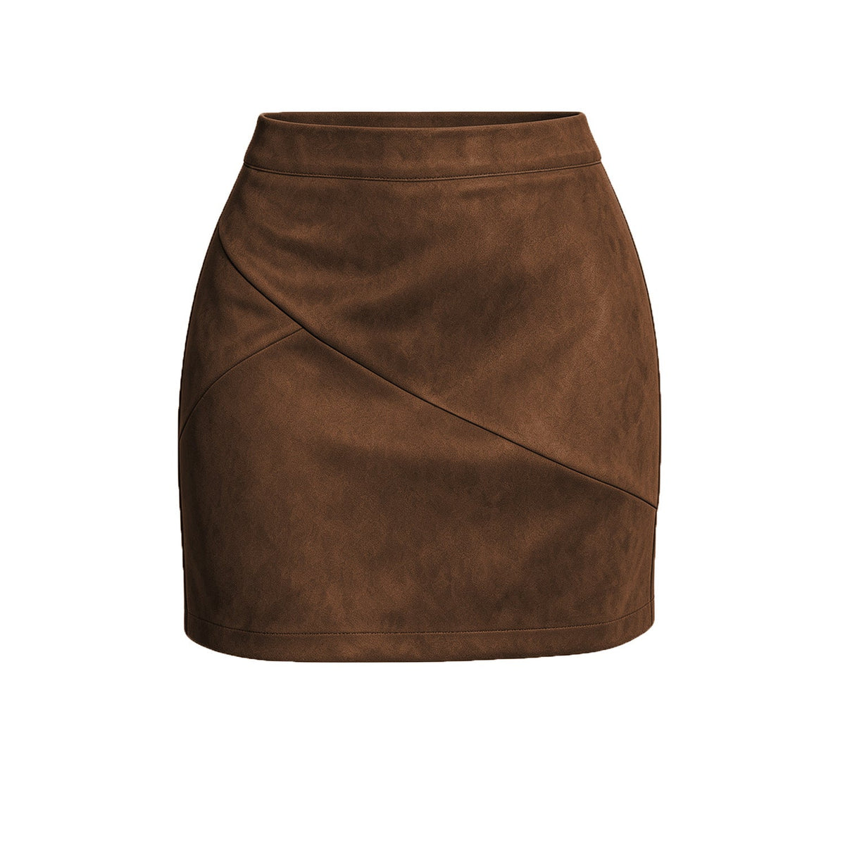 Women Clothing Autumn Winter Suede Skirt High Waist Zipper Splicing Skirt Women