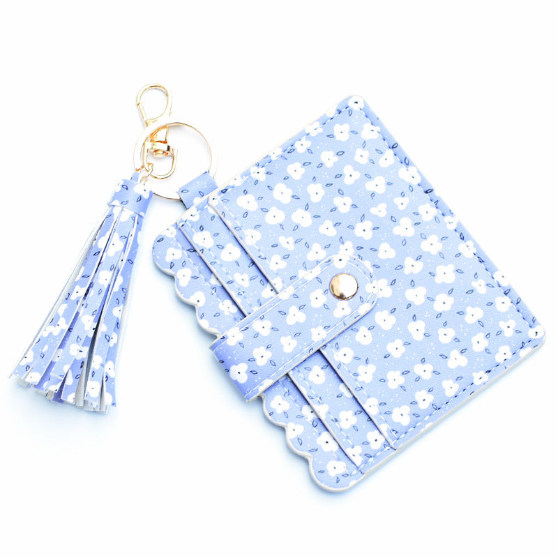 Personalized PU leather printed leopard print women's change bag multi-card ID bag fringed pendant