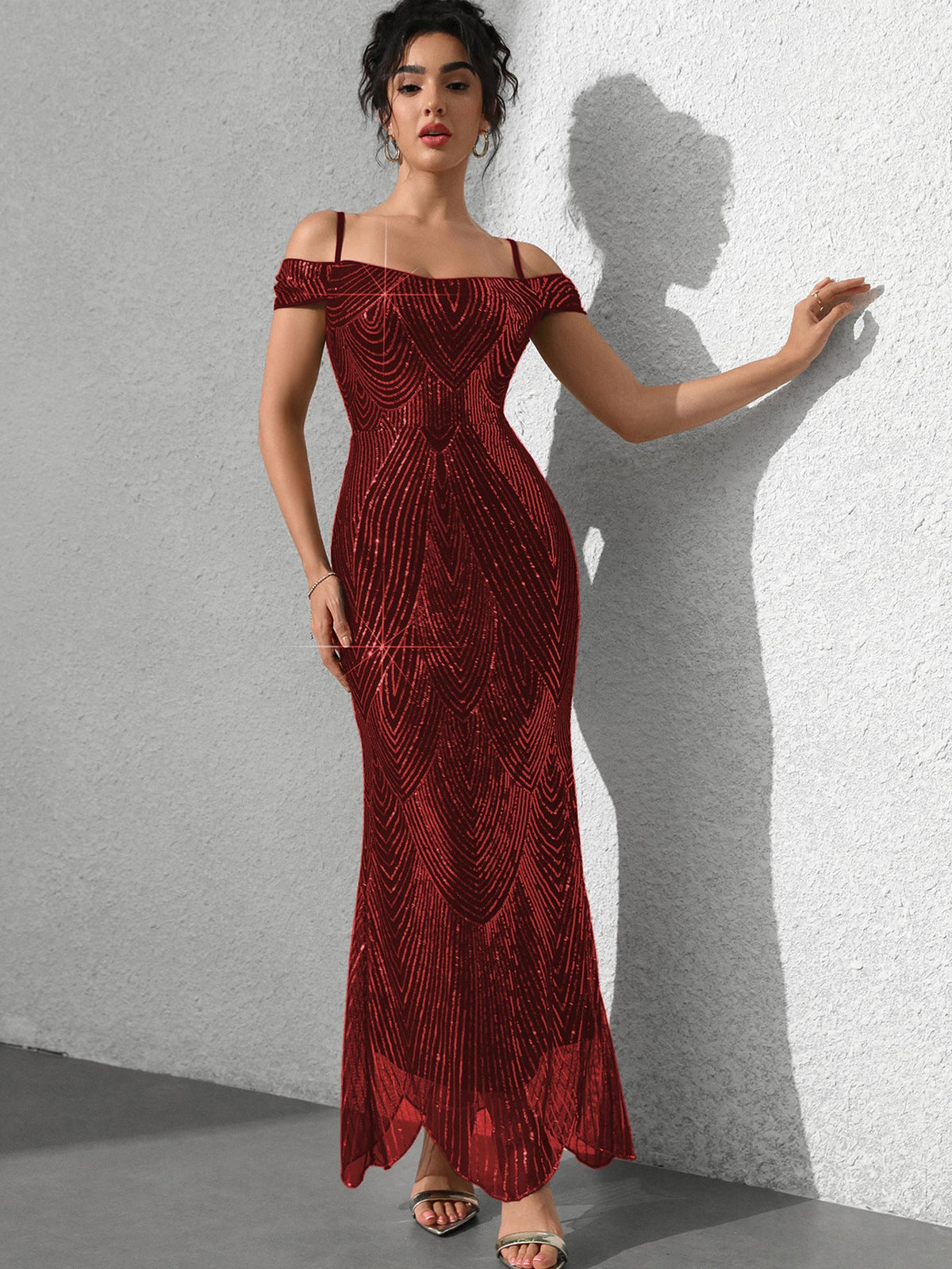 Sexy Slim Fit Sequined Dress Maxi Dress Women Clothing Prom Evening Dress