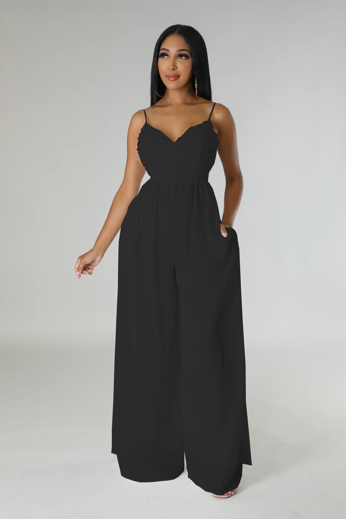 Summer Sling Backless Sexy Solid Color Women Jumpsuit Casual