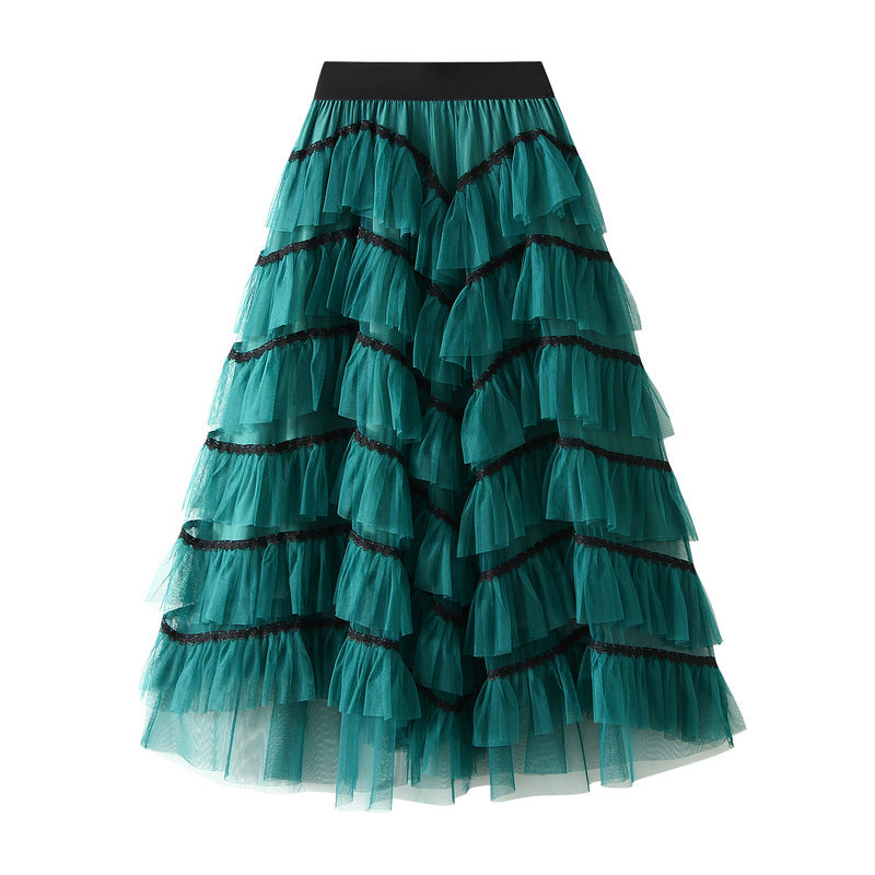 Design Gauze Skirt Layers of Mesh Tiered Dress Skirt Women Dance Skirt Puffy Long Skirt