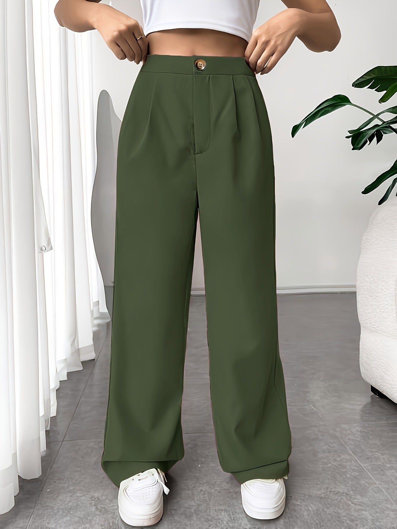 Autumn Winter tailored trousers Women High Waist Drooping Loose Straight Slimming Casual Mop Pants