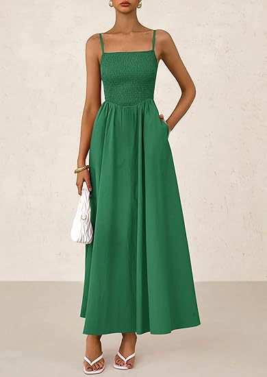 Women's Wear, Thin Shoulder Strap Pleated Vest, Suspender Pocket Dress