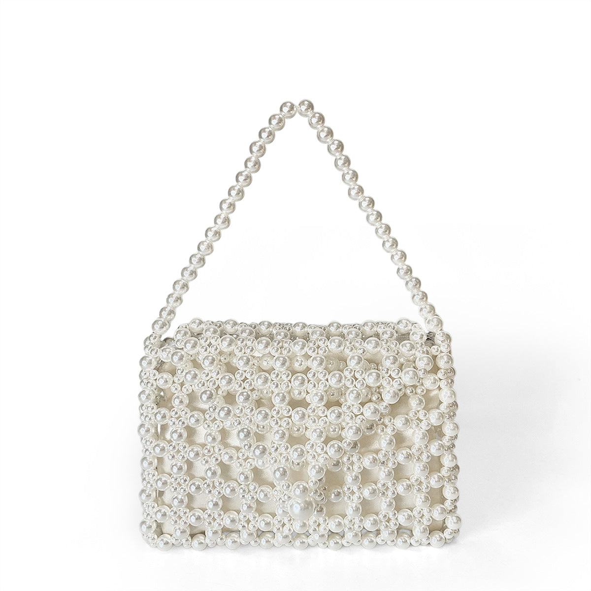 Simplicity Fashionable Minority Design Bags Hand Woven Beads Portable Imitation Pearl Bag