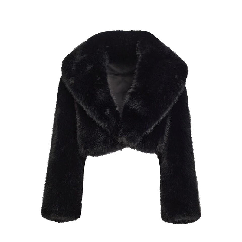 Faux Fur Short Coat Fashionable All Match Fur Coat Women Long Sleeve
