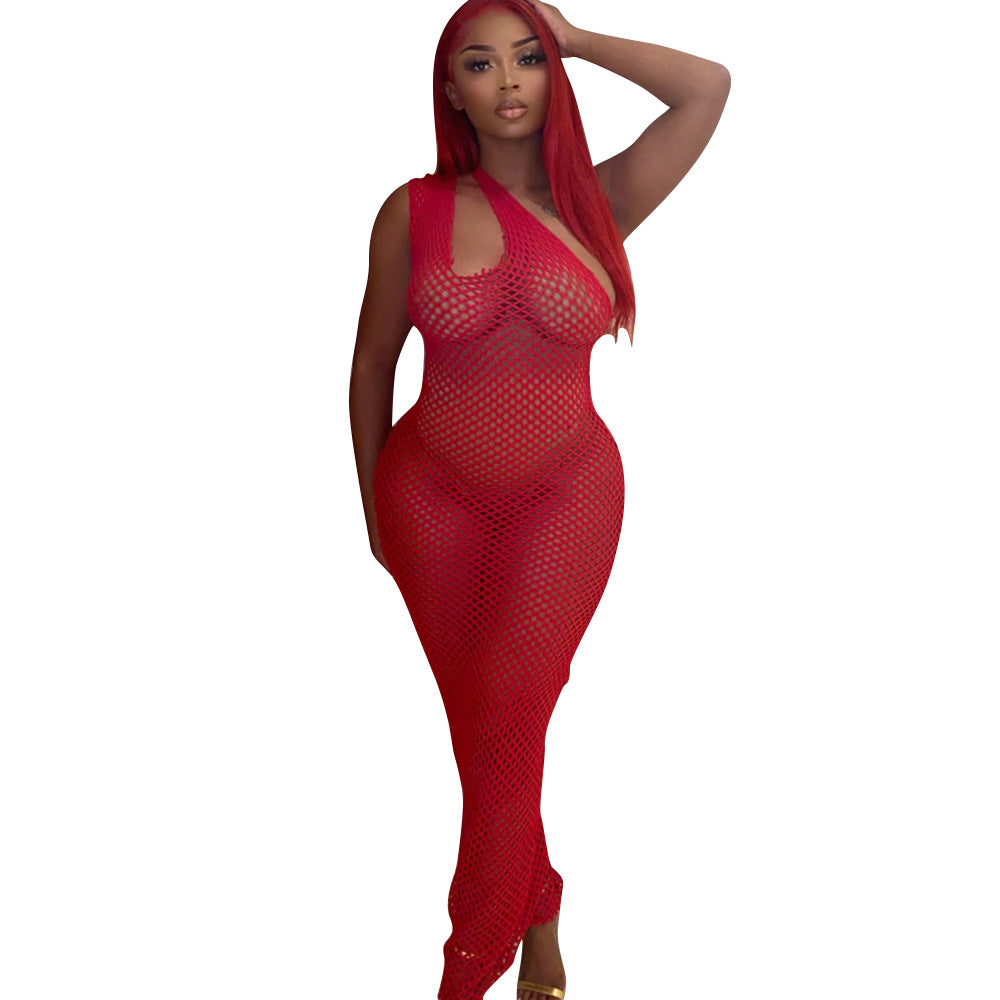 Summer Women Clothing Sexy Grid Crochet Hollow Out Cutout Dress Women