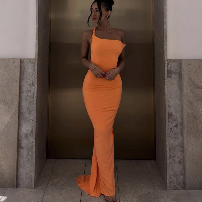 Summer Women Clothing Sexy Halter Backless Slim Fit Ruffle Hip Dress