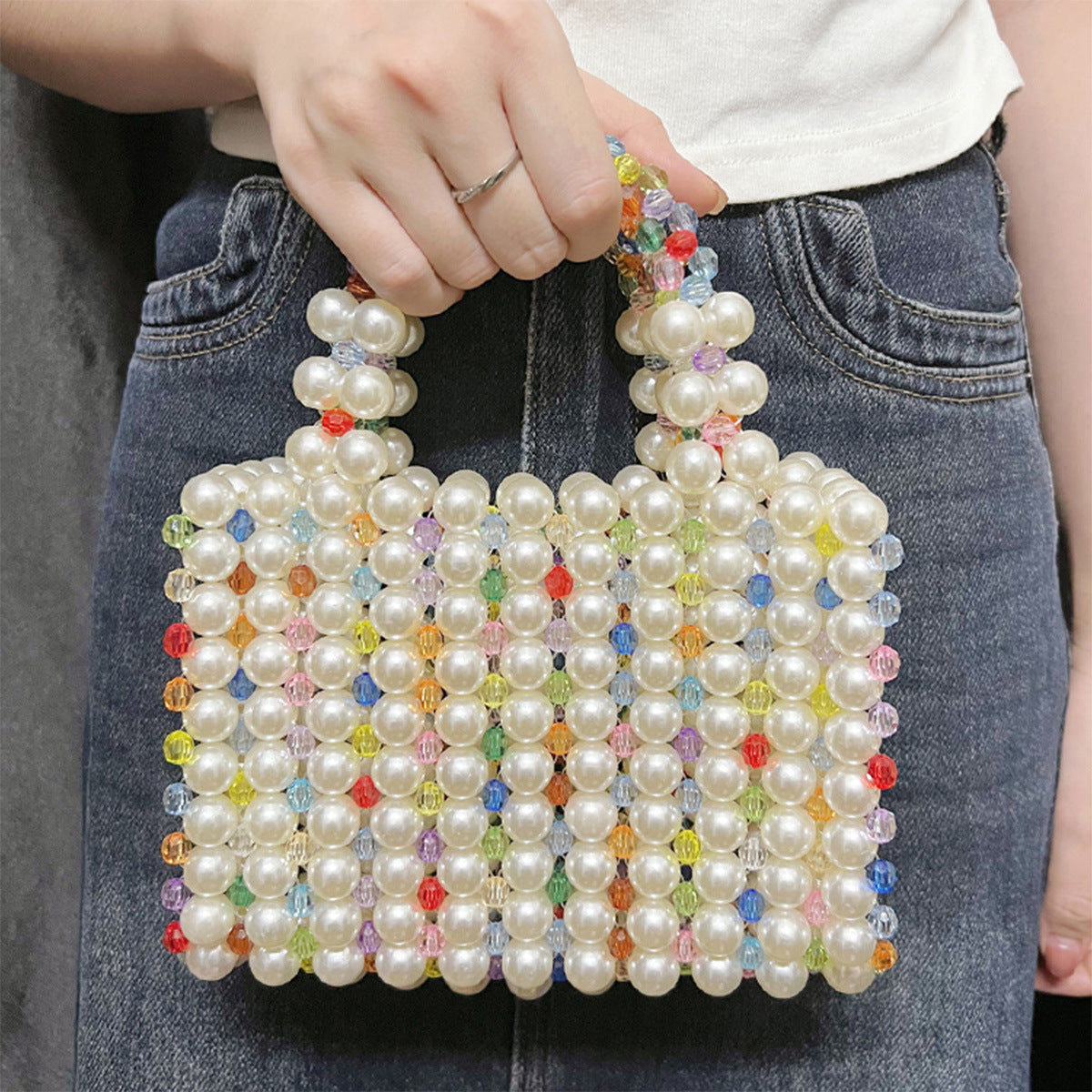 French Handmade Beaded Waxberry Beads Bag High Sense Niche Woven Dinner Party Handbag