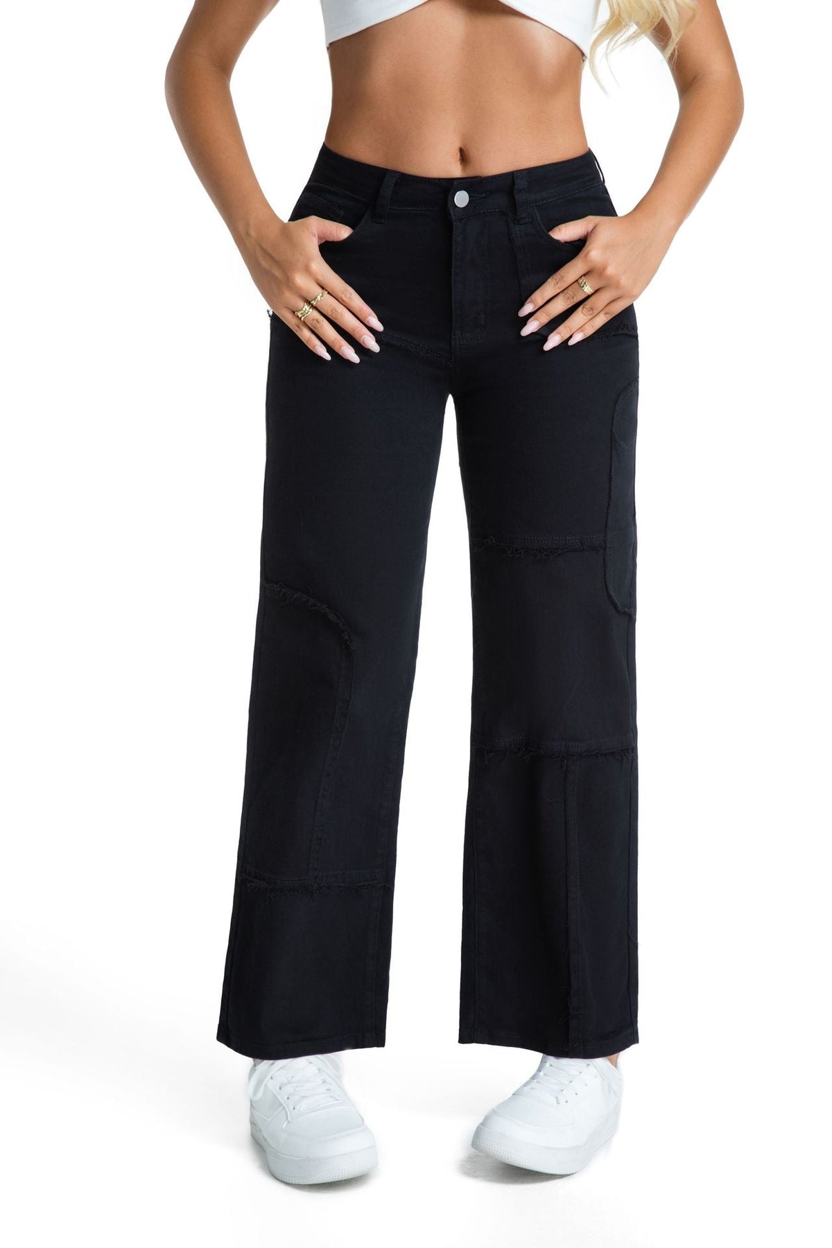 Women Clothing Retro Loose Straight Cargo Mid Waist Wide Leg Xintang Jeans Trousers