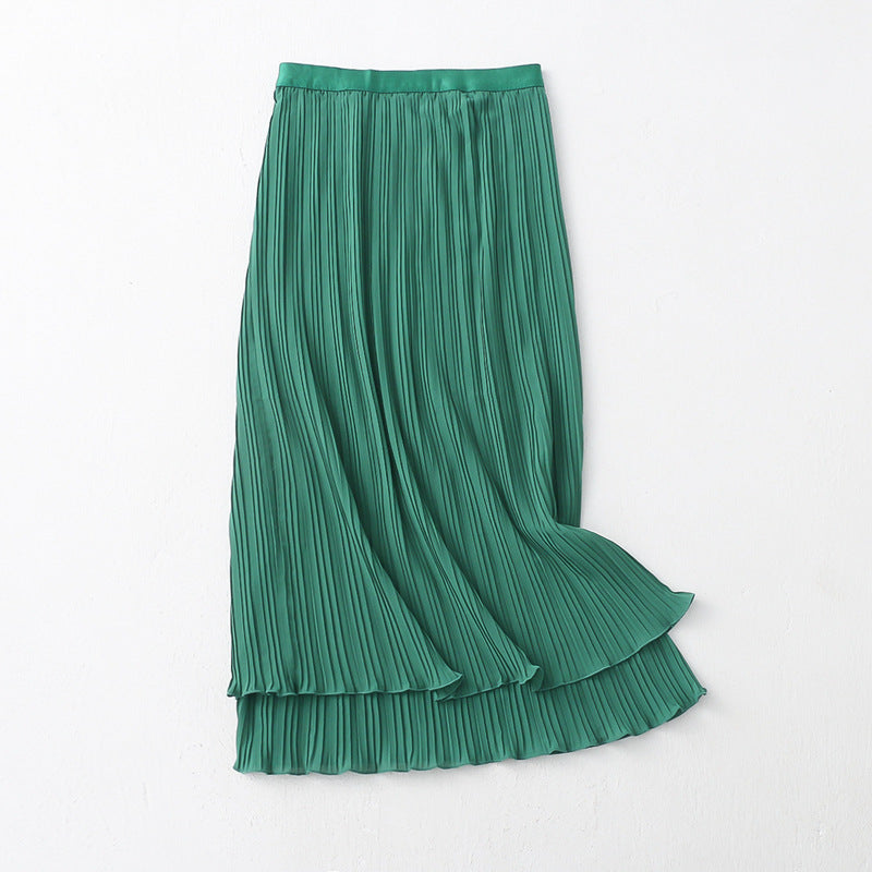 Spring Summer Wear Skirt Elastic Waist Korean A line Sheath Skirt Tulle Skirt Double Sided Wear Skirt