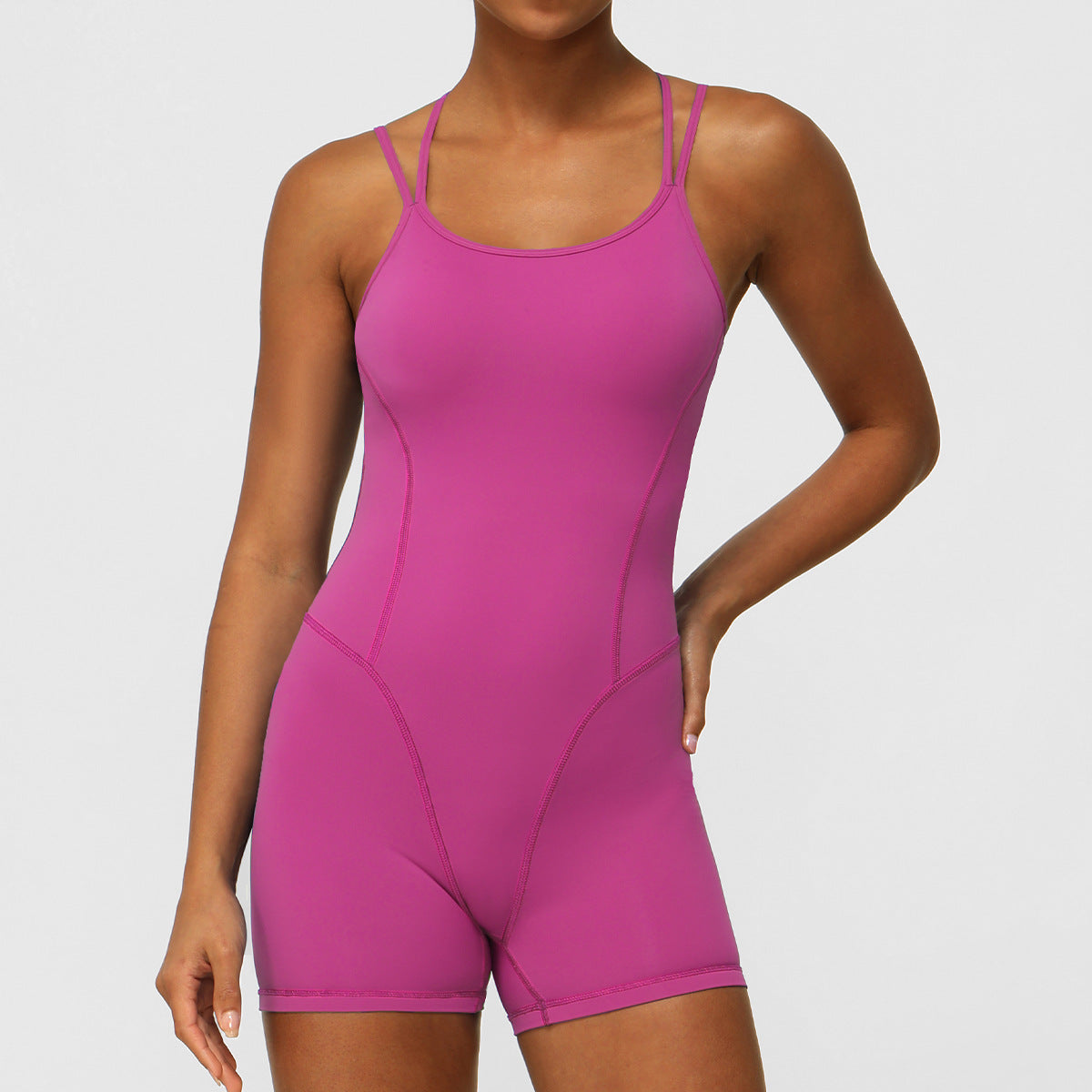 Thin Strap Crossing Beauty Back Yoga Fitness Jumpsuit Bare Back Deep V Plunge Hip Sports Jumpsuit Dance Women