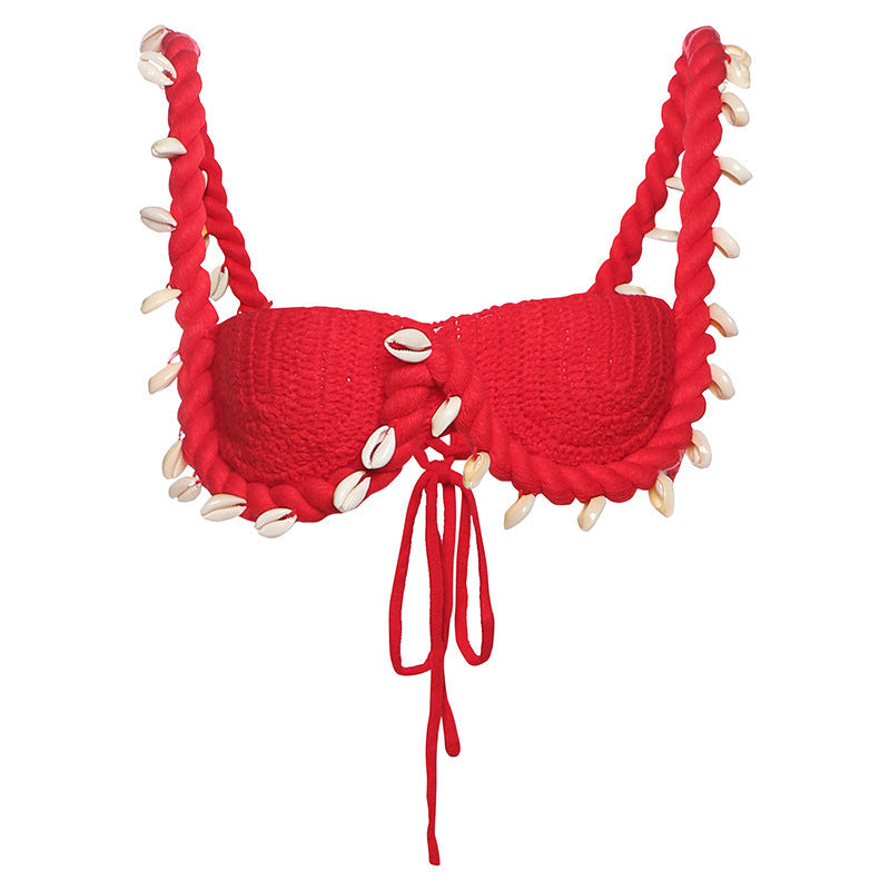 Wind summer fashion creative street sexy babes sleeveless navel knitted skirt set