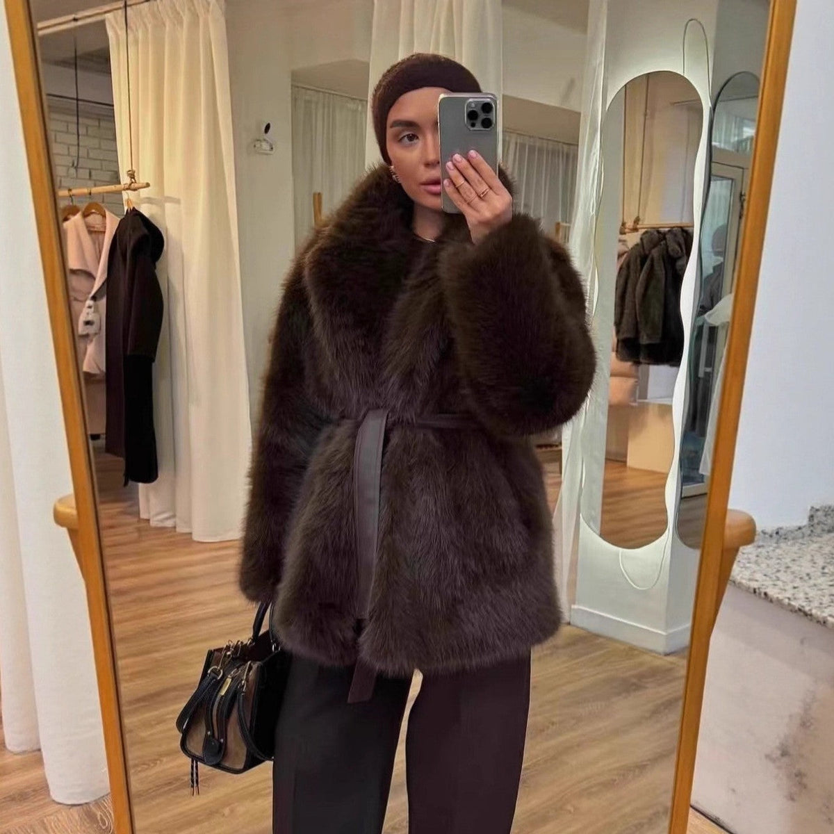 Fur Coat Autumn Winter Thick Warm Fox Fur Coat Series Belt Plush Women Clothing