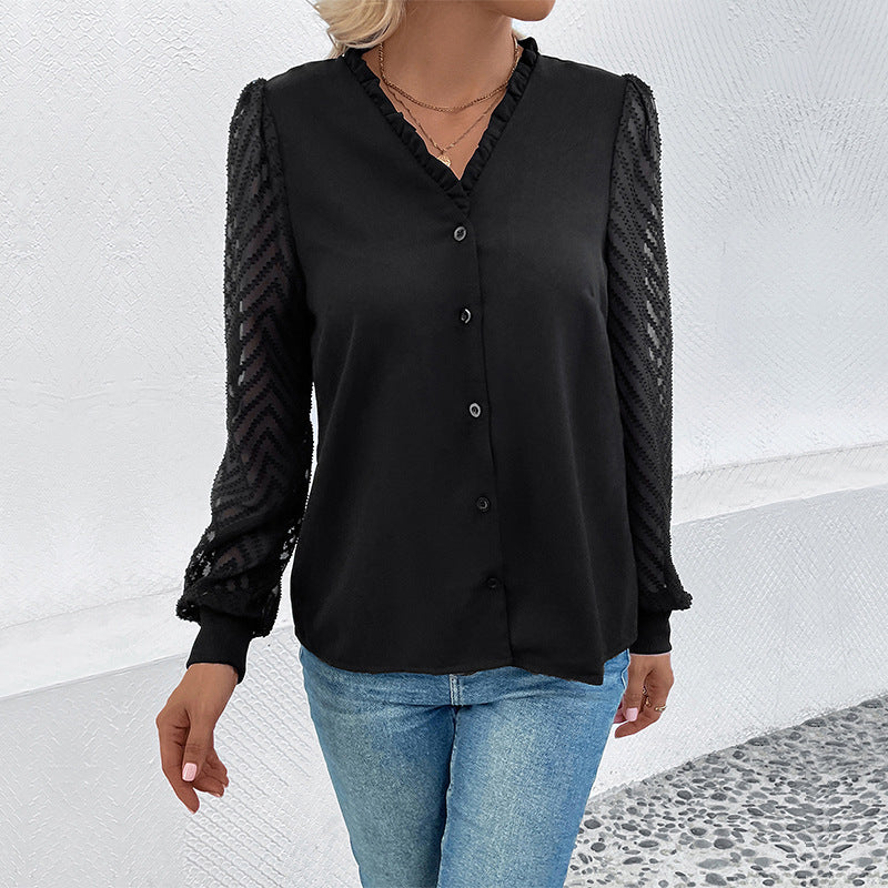 Autumn Women Wear Black Long Sleeved Shirt