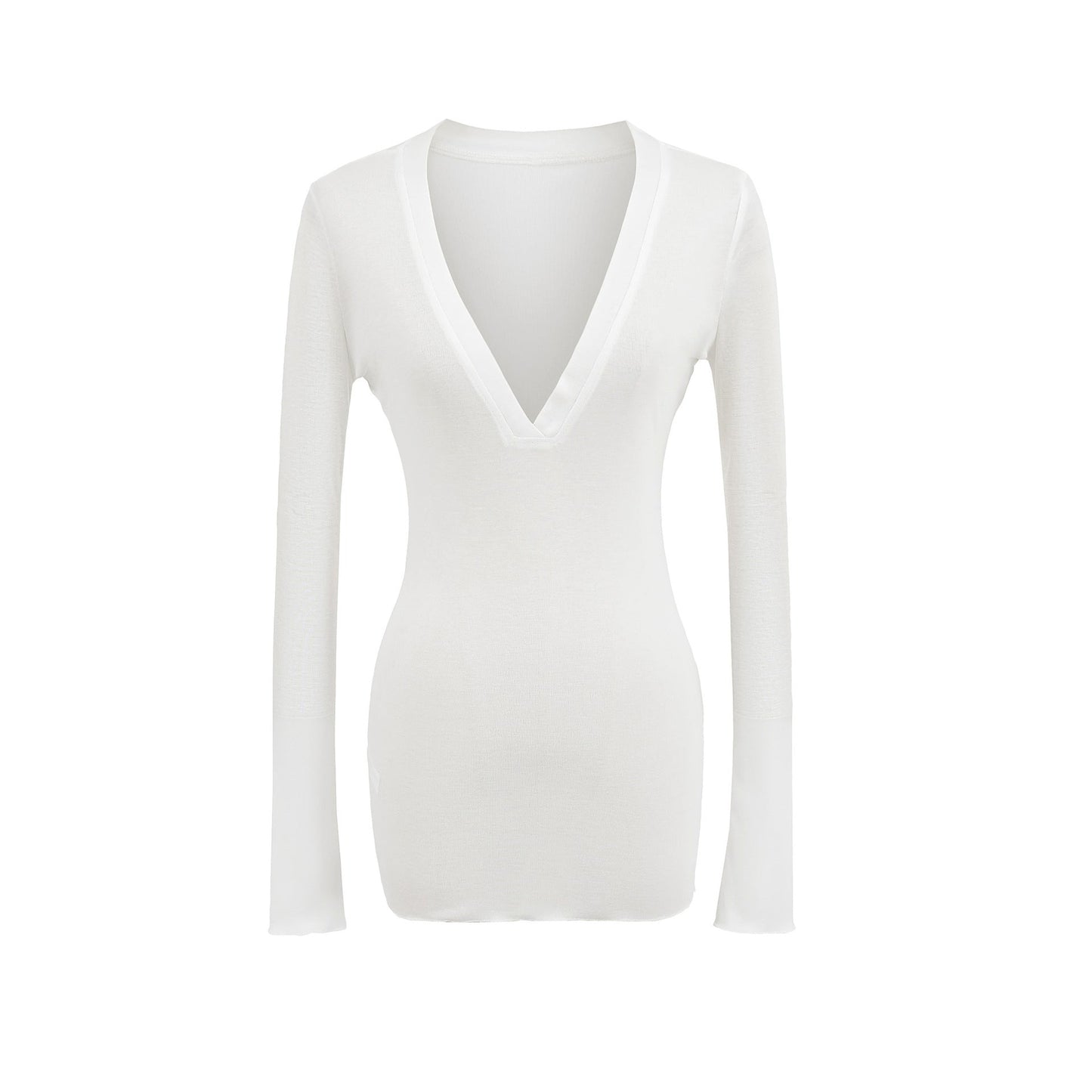 Deep V Neck Sheer T-Shirt