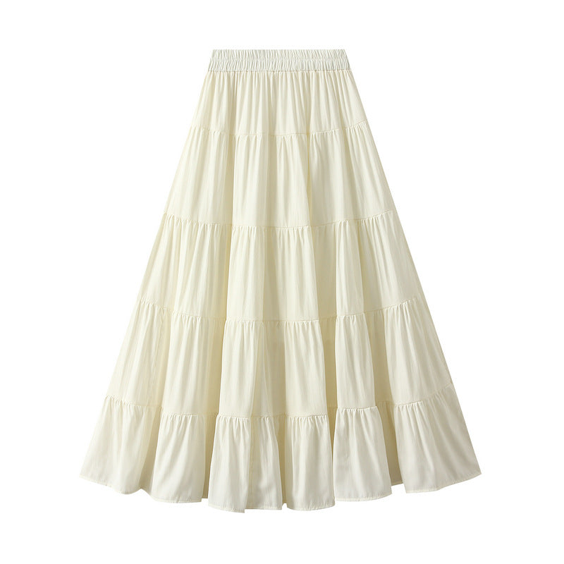Gentle Sweet Large Swing Tiered Dress Skirt Women Spring Mid Length Dress Maxi Dress