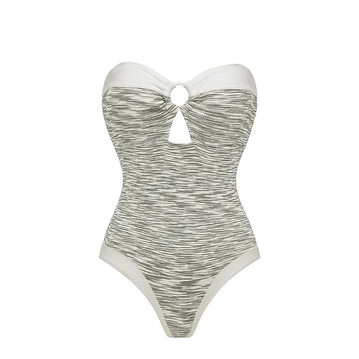 Swimming Suit Gray Sweet Chanel One Piece Swimming Gray Cardigan