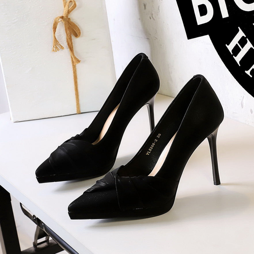 Sexy Party High Heels Stiletto Heel Pointed Toe Waterproof Platform Bow Pumps Women Shoes