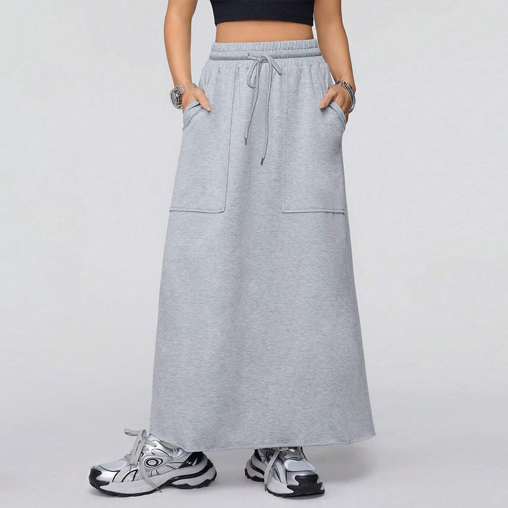 Casual Knitted Sweater Fabric Small a Swing Loose Sports Skirt