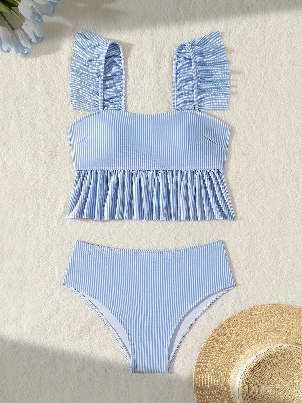Split Striped Slim Fit Slimming Swimsuit Women Springs Conservative Sexy